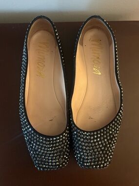 Mimosa Black Crystal-Studded Women's Flats